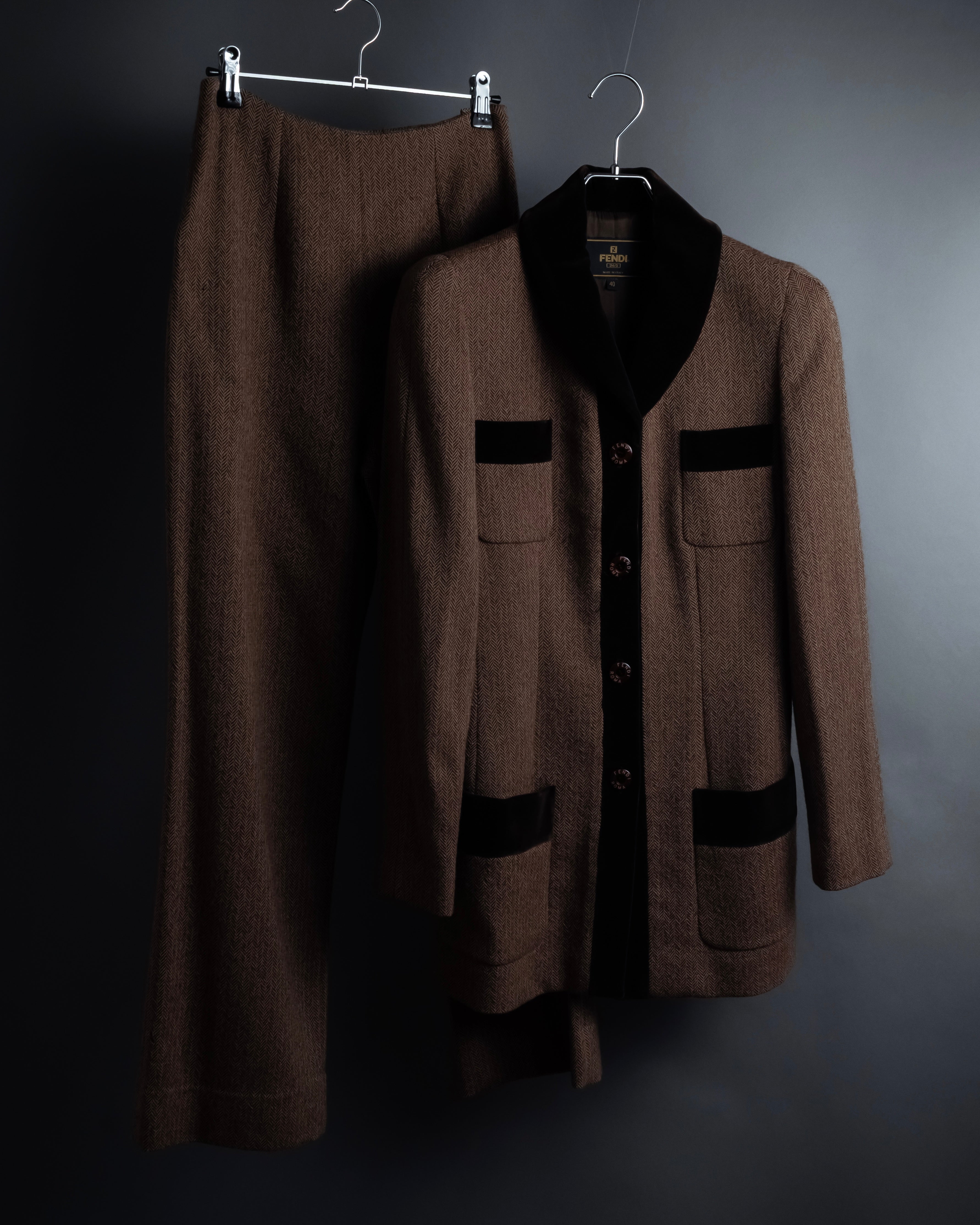 "FENDI" Velvet switching design herringbone set up