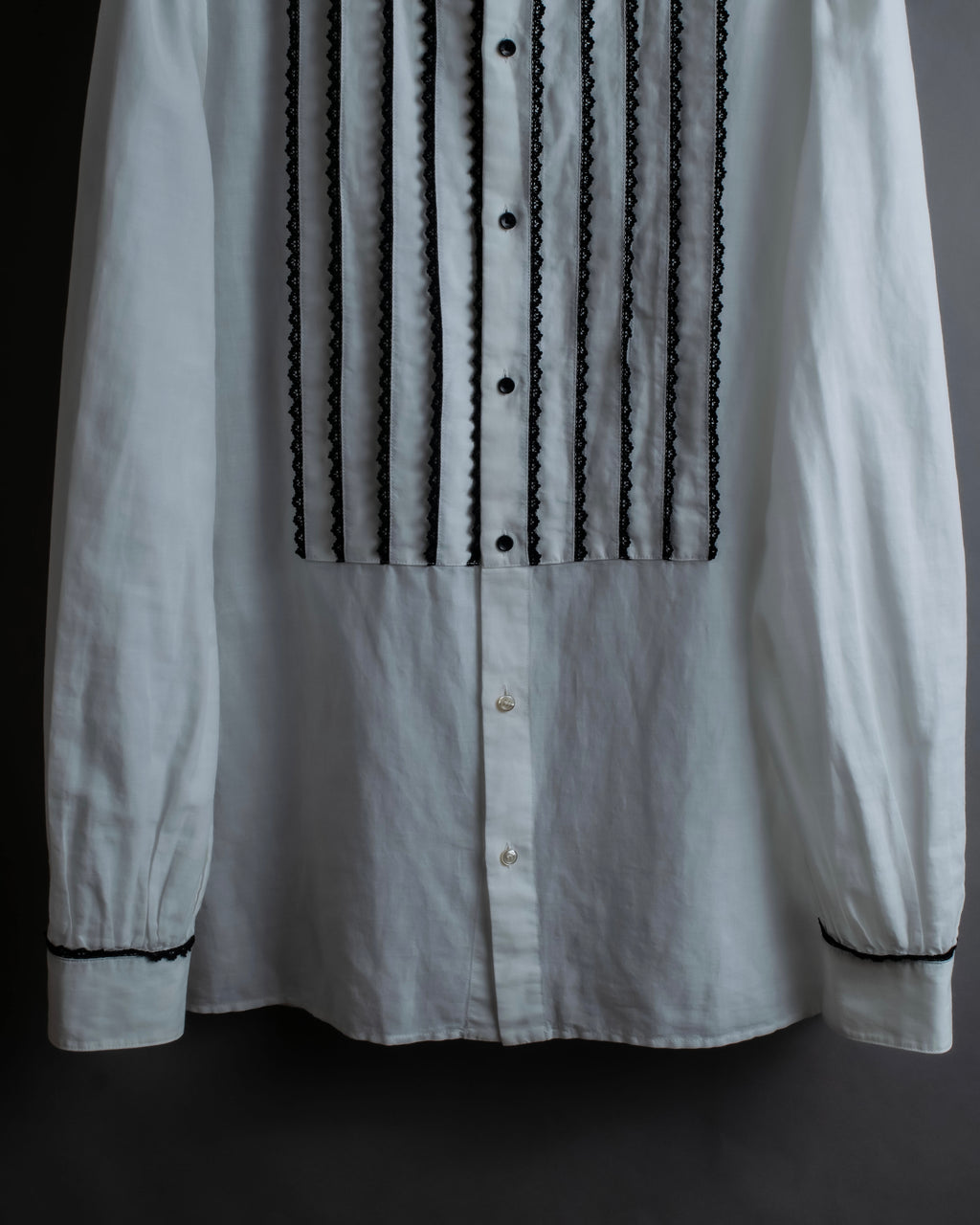 "Saint Laurent" 22SS Ribbon lace design tuxedo shirt