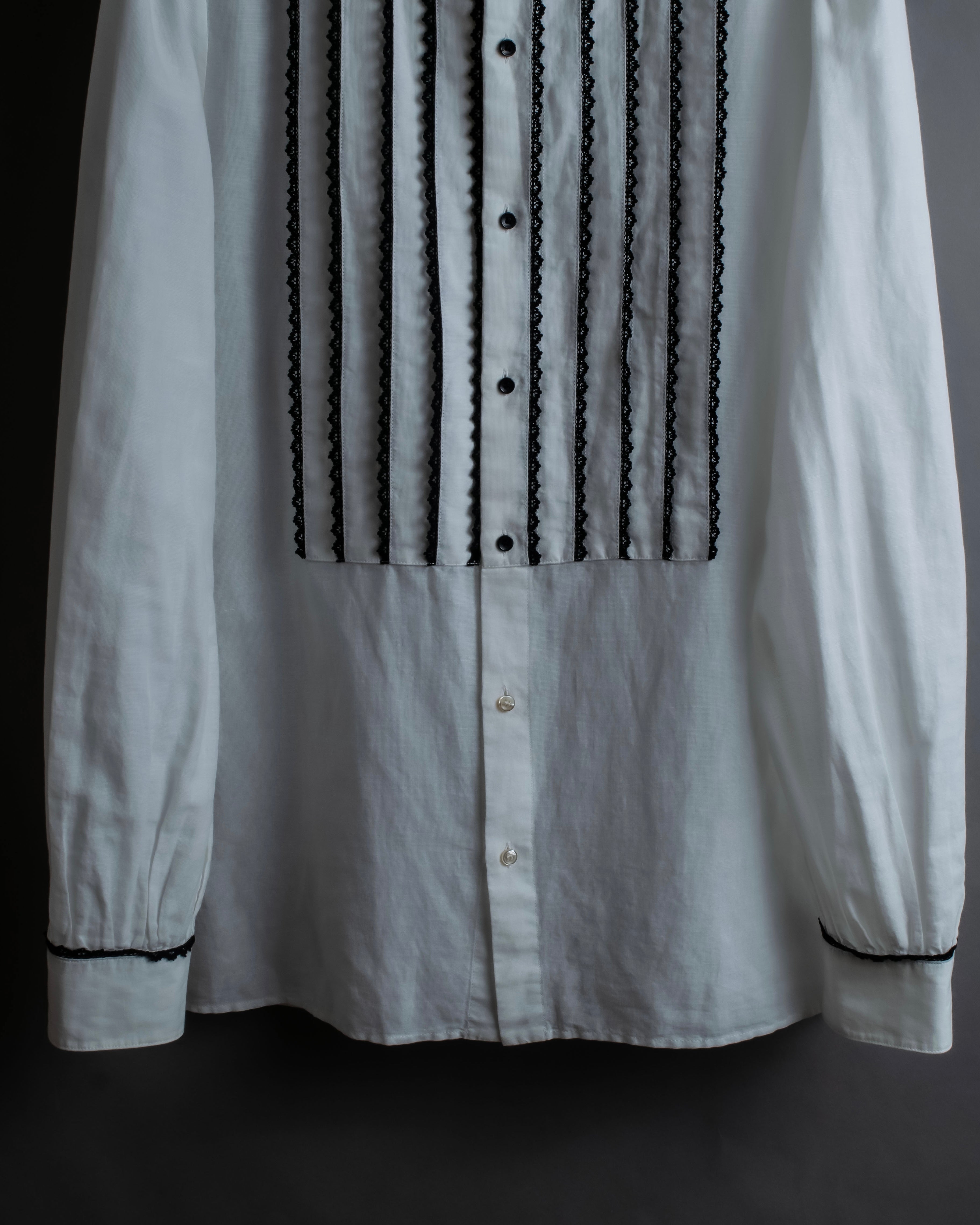 "Saint Laurent" 22SS Ribbon lace design tuxedo shirt