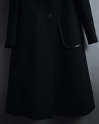 –SPECIALS– "LOEWE" 2017-2018 Minimal a-line calfskin piping coat