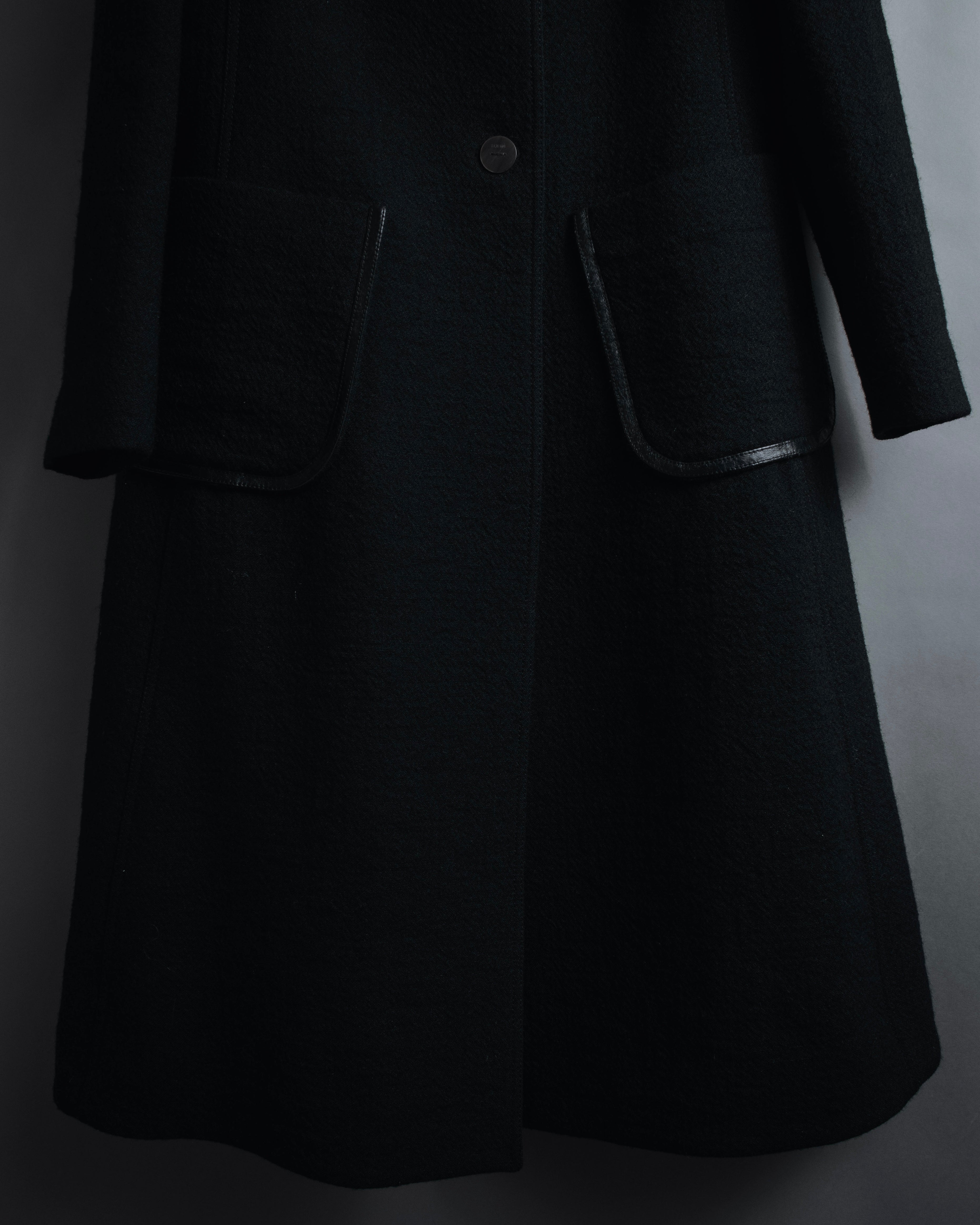 –SPECIALS– "LOEWE" 2017-2018 Minimal a-line calfskin piping coat