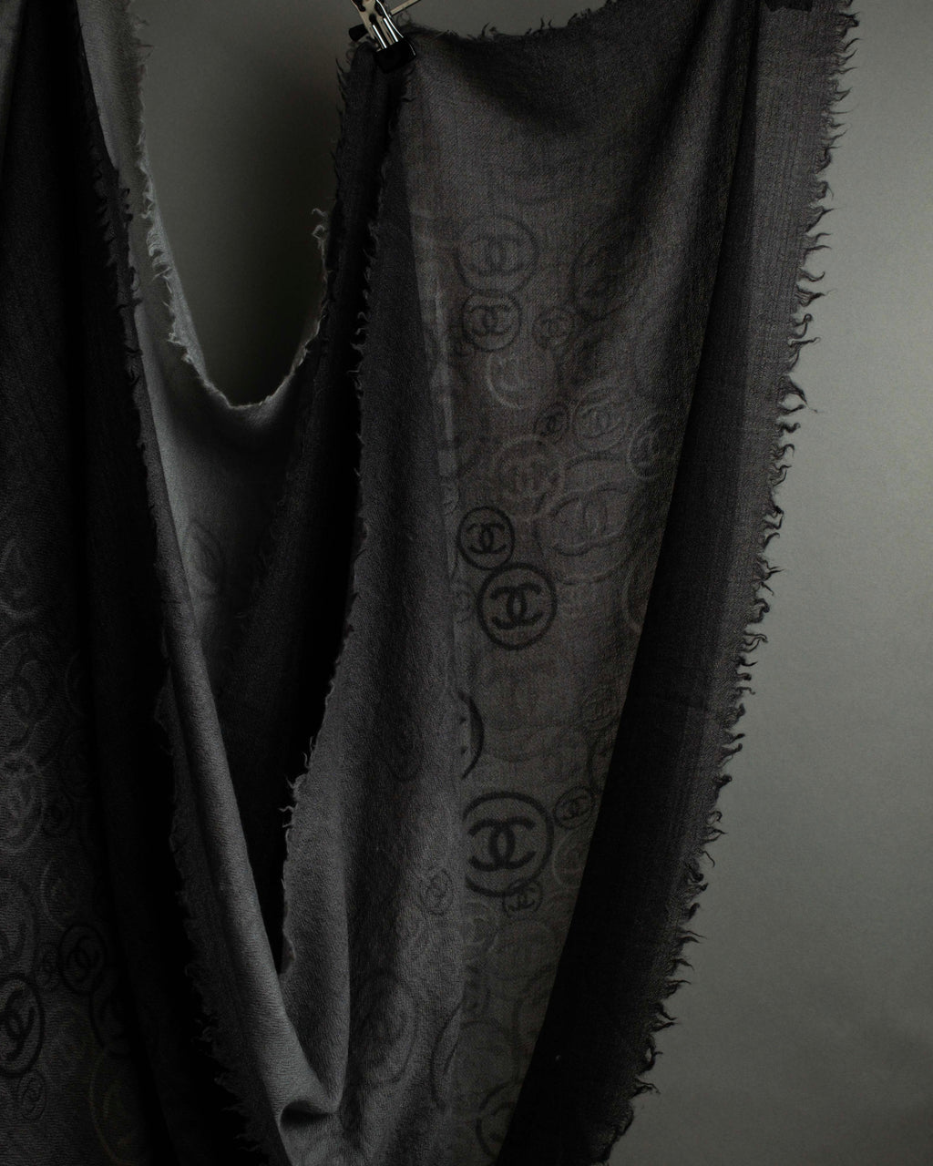 "CHANEL" Logo engraved design cashmere super large stole