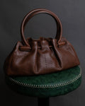 "Salvatore Ferragamo" Gathered stitch work design leather hand bag