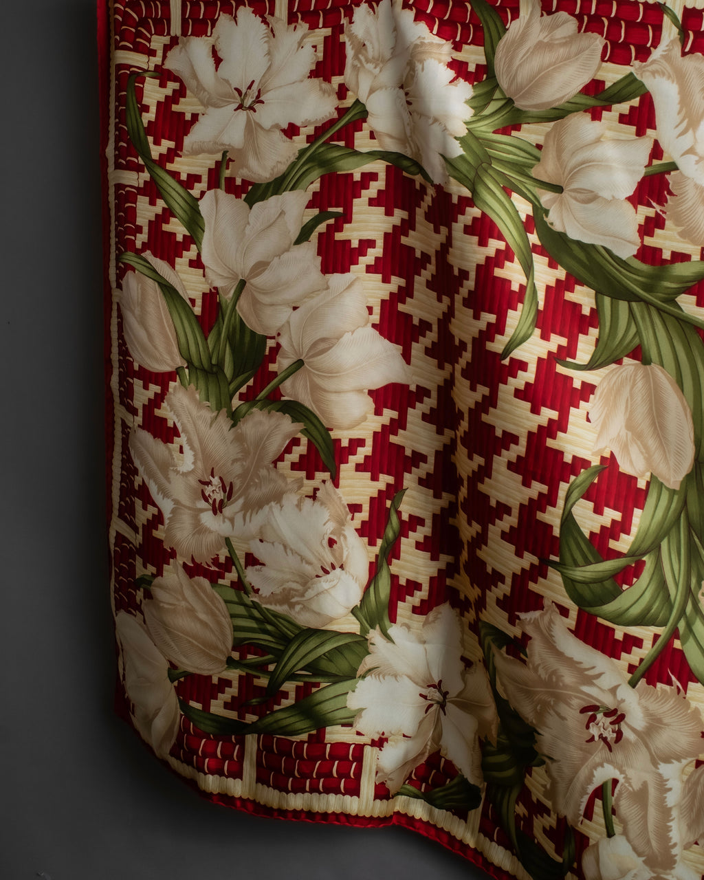 "Christian Dior" Houndstooth floral square scarf