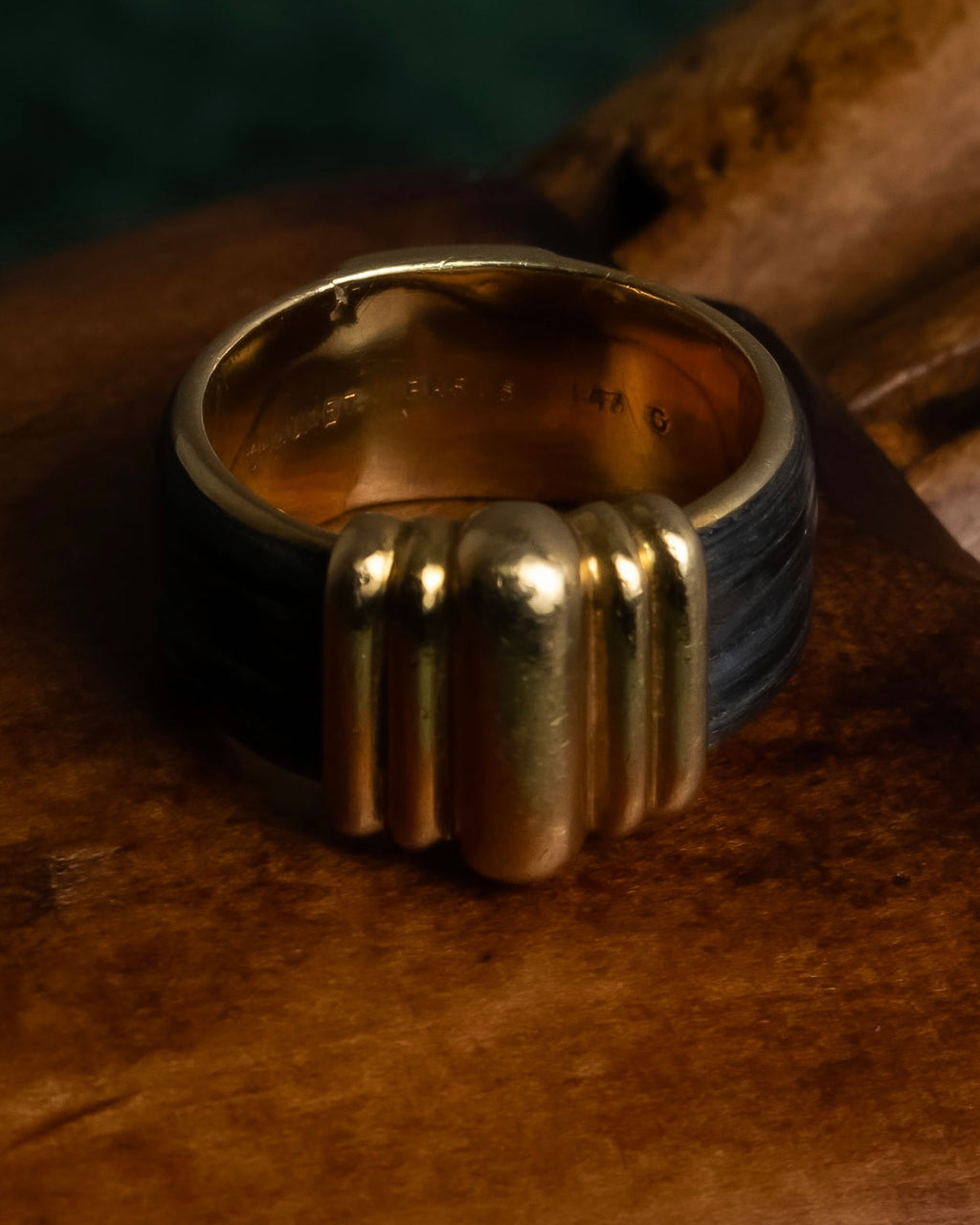 "CHAUMET" Onyx black gold combination ring