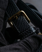 "LOEWE" Flap pocket design ostrich leather bag