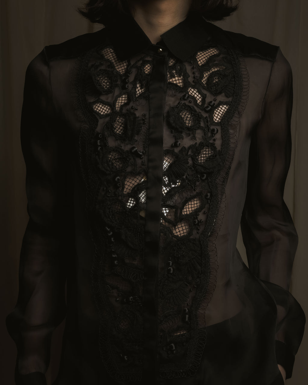 "LOEWE" 2014AW Sheer embroidered shirt