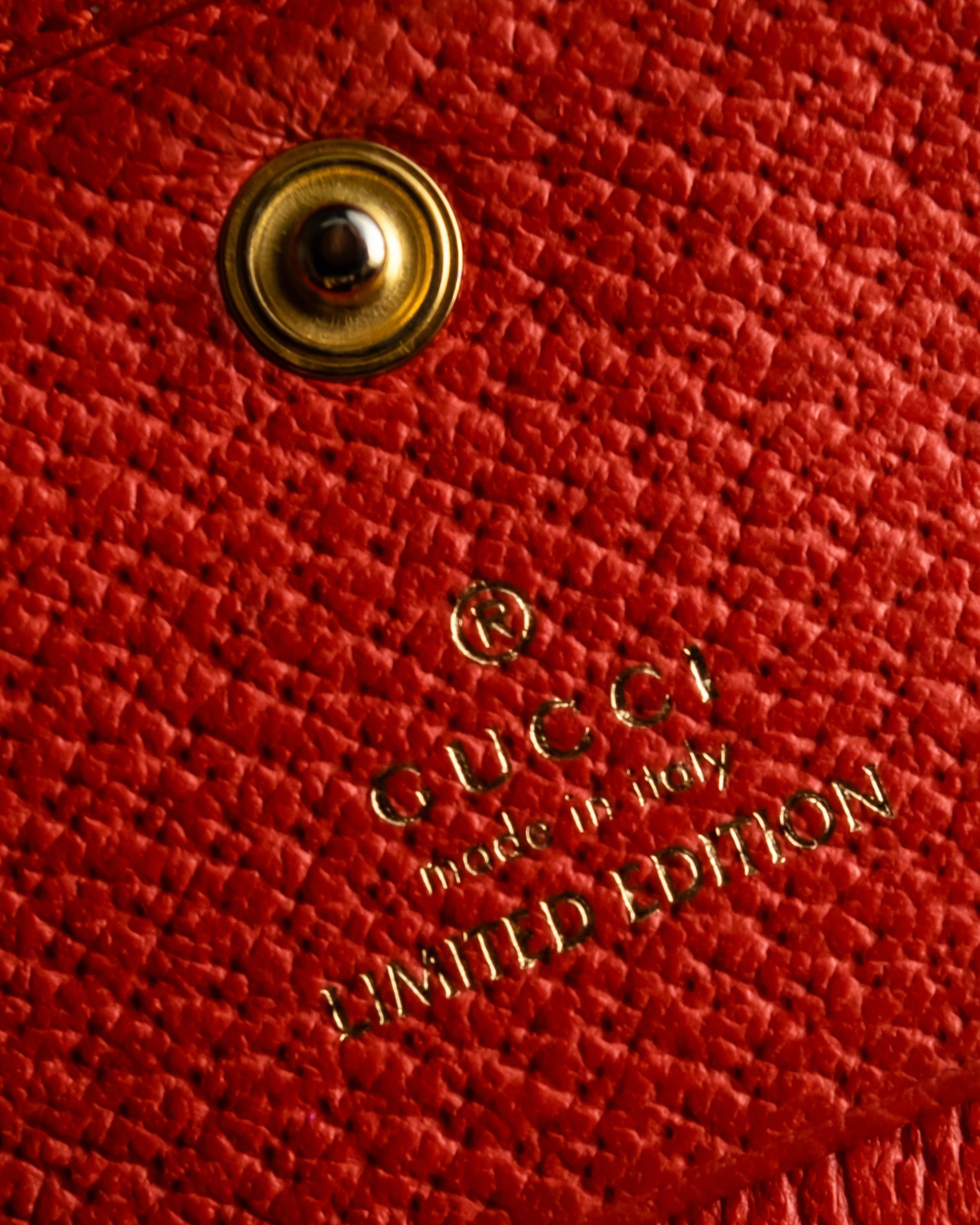 "GUCCI" Botanical pattern double G motif leather bifold wallet