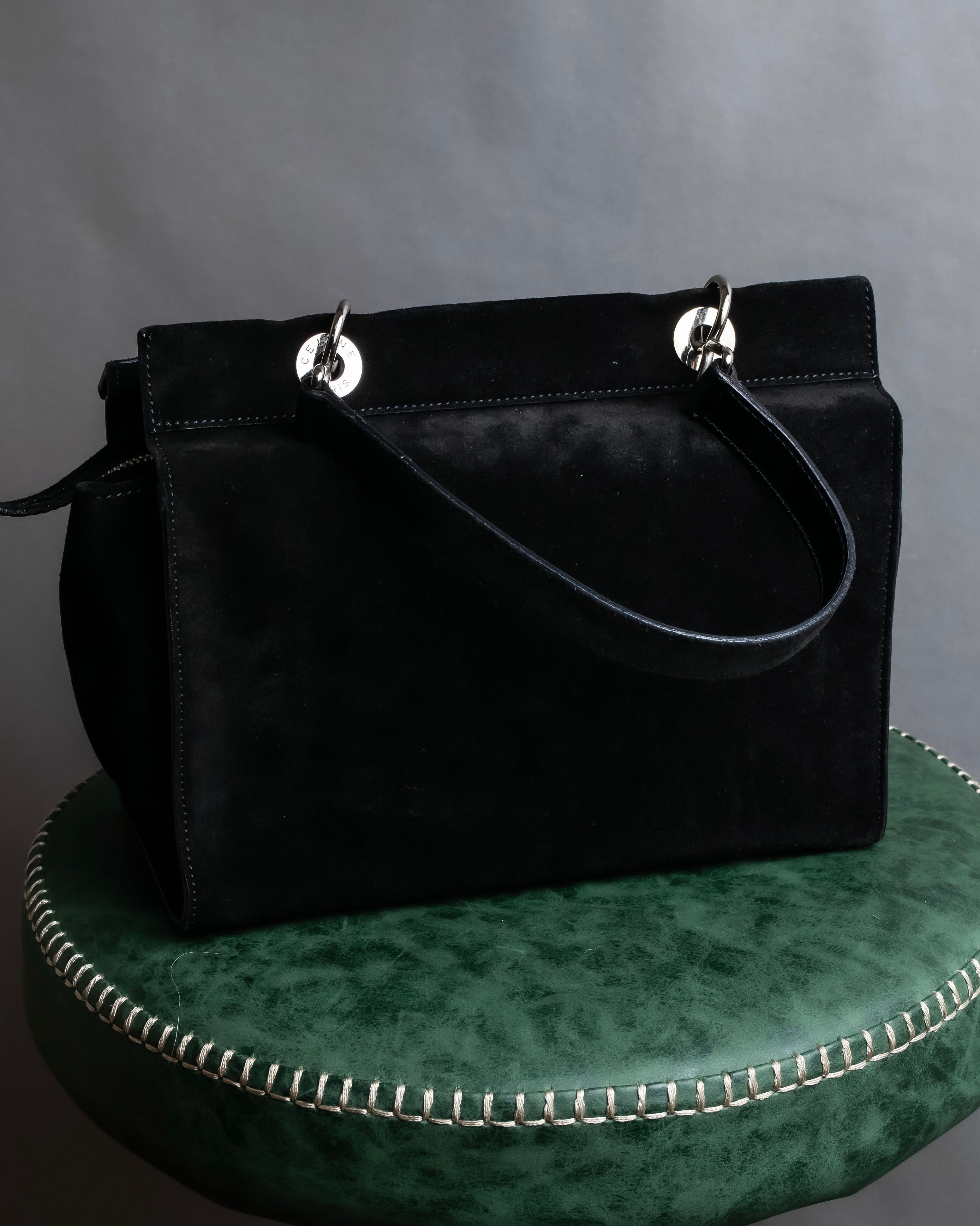 "CELINE" Horizontal form suede one-handle bag