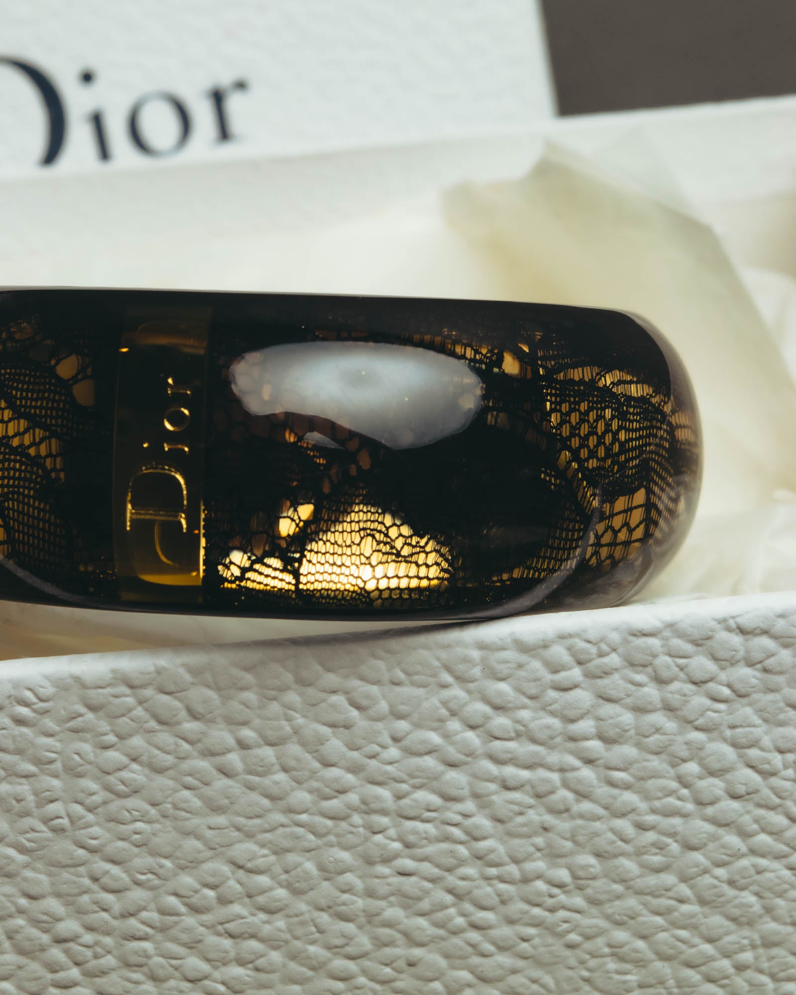 “Dior” 2002-2010 Lace embedded lucite bangle