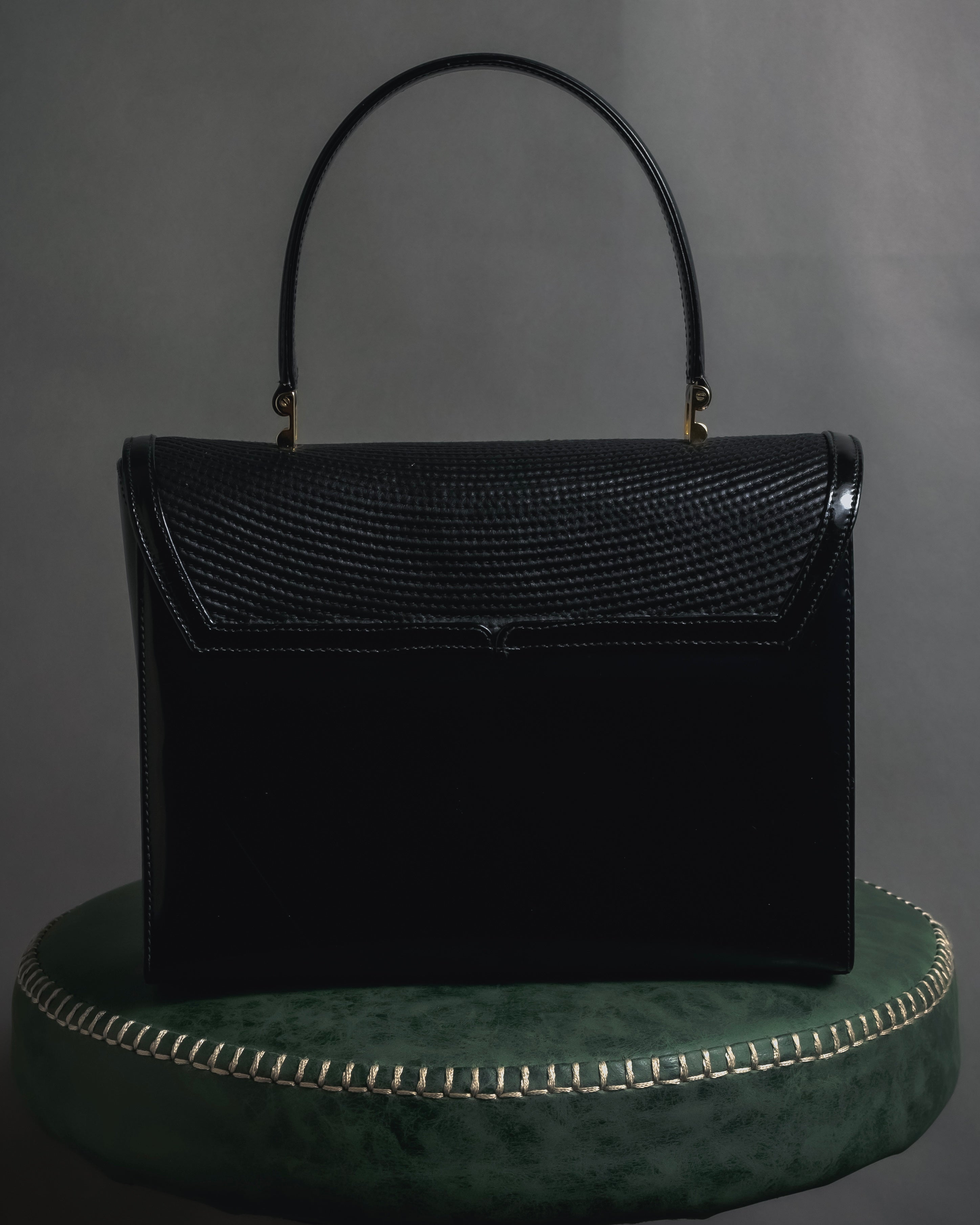 "Tiffany & Co." 80’s-90’s Structured ribbed leather top-handle bag