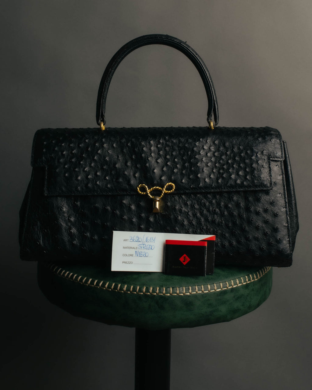 “Jardin des Sacs” 80’s-90’s Ostrich leather top handle bag