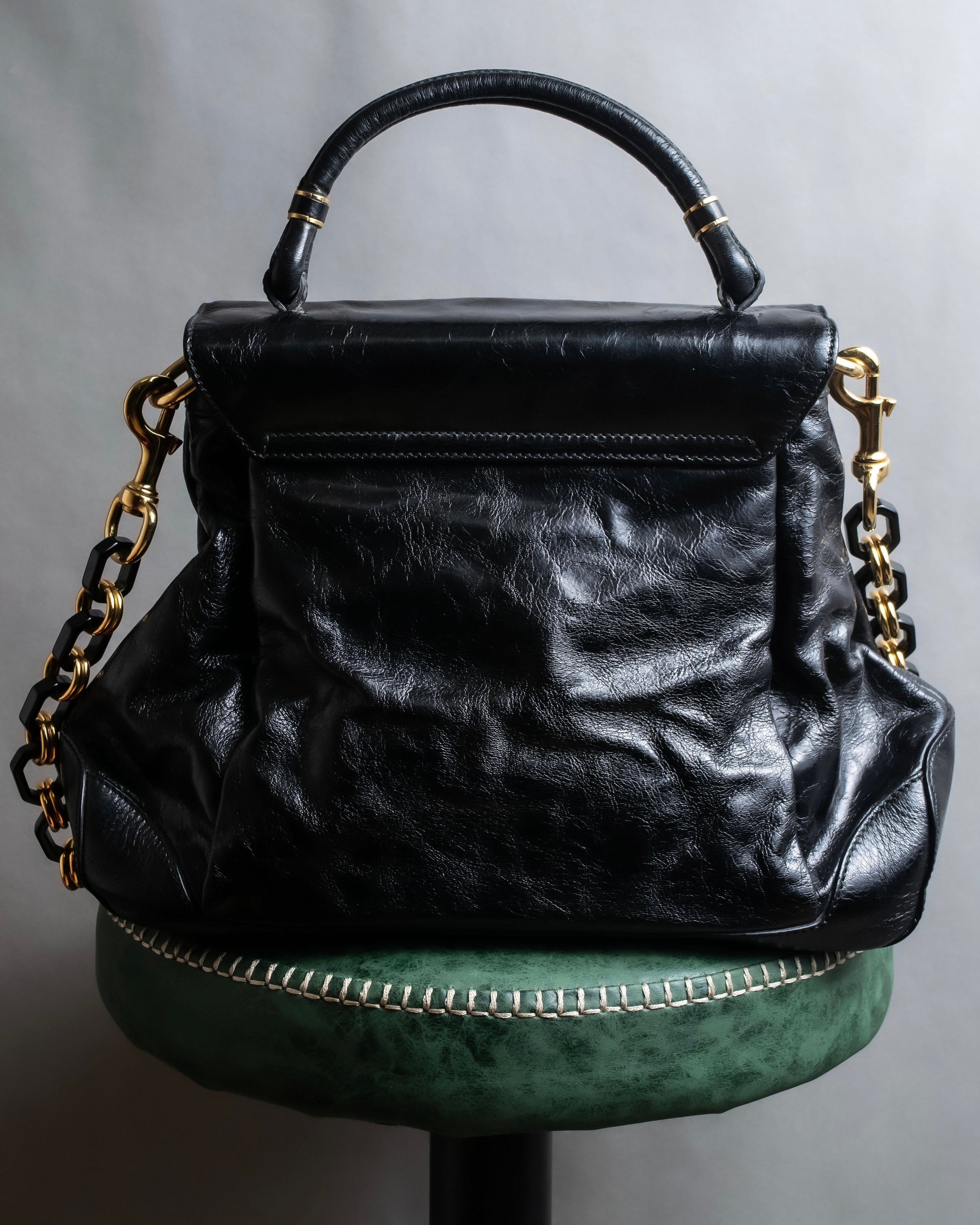 "DOLCE & GABBANA" Gold chain two-way leather bag