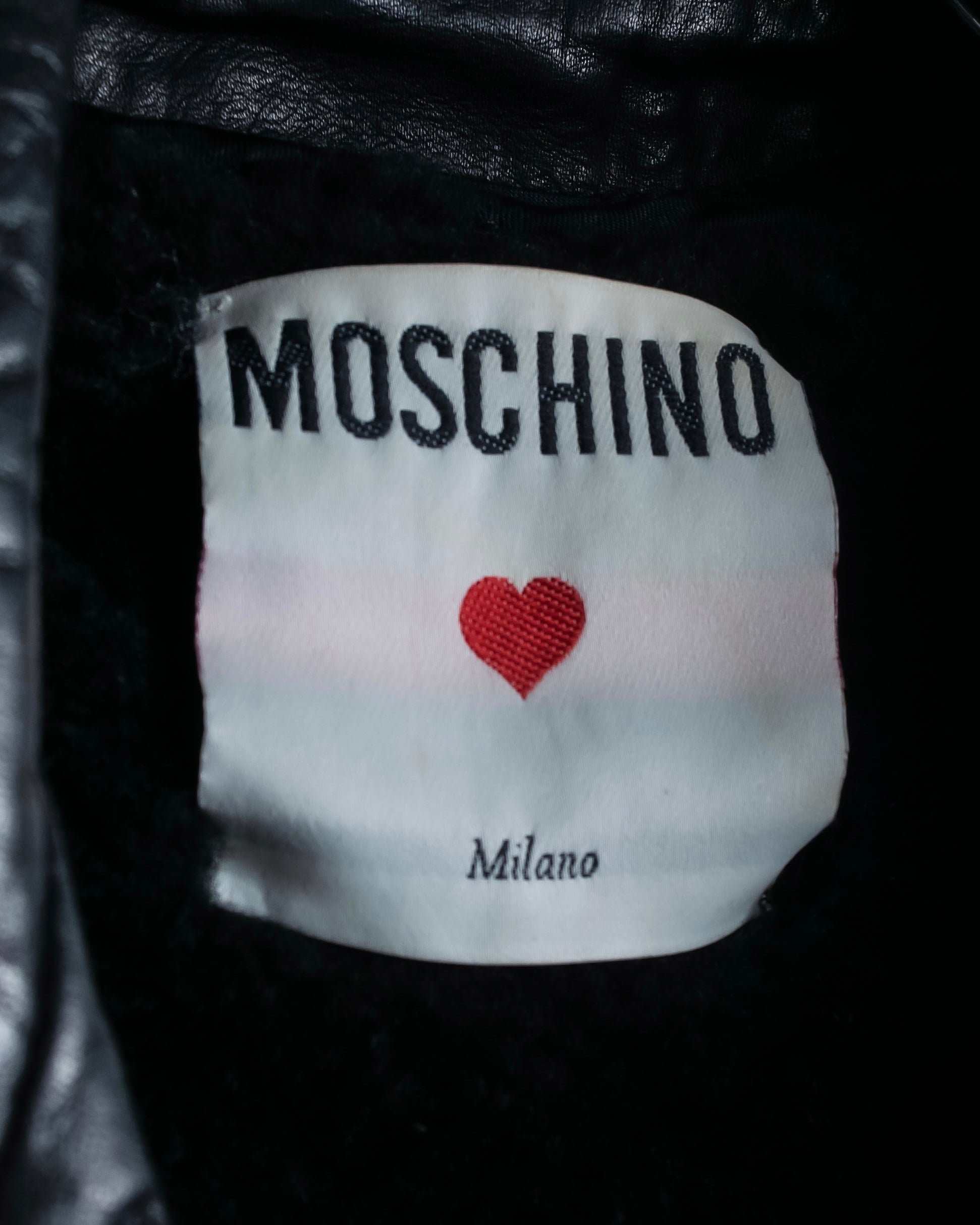"MOSCHINO" Box silhouette leather double rider jacket