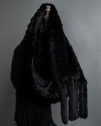 "CHOMBERT" Thick fringe design fur-like long muffler