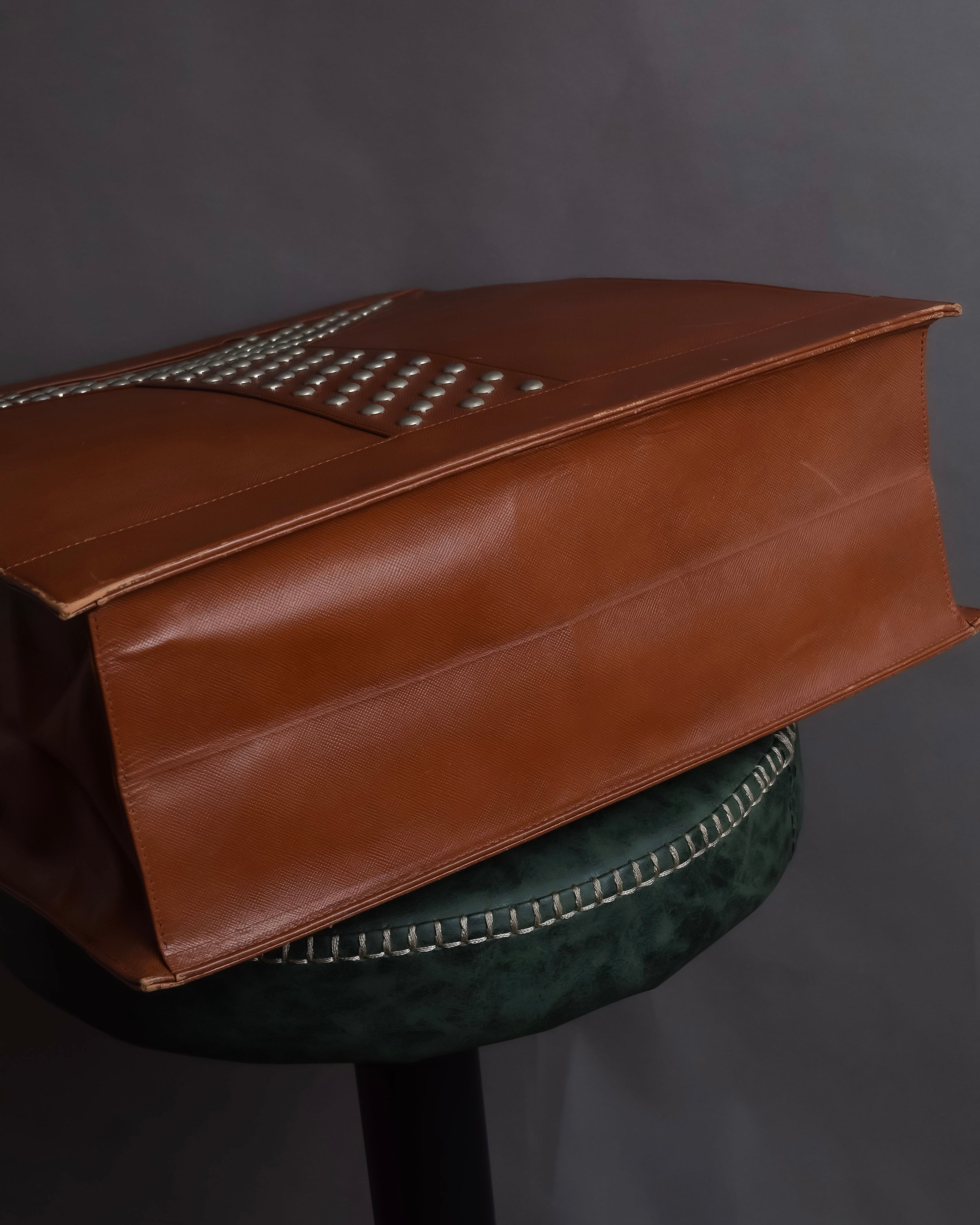 "YVES SAINT LAURENT" Studded Y design open-top leather tote bag