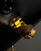 "GUCCI" Filigree vintage design chain shoulder leather bag