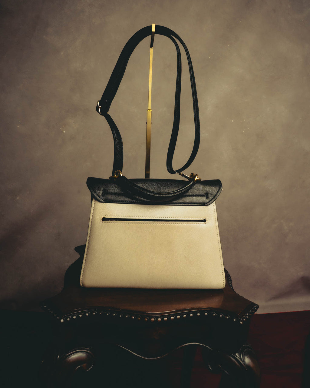 "Salvatore Ferragamo" 20's Bicolor leather top-handle bag