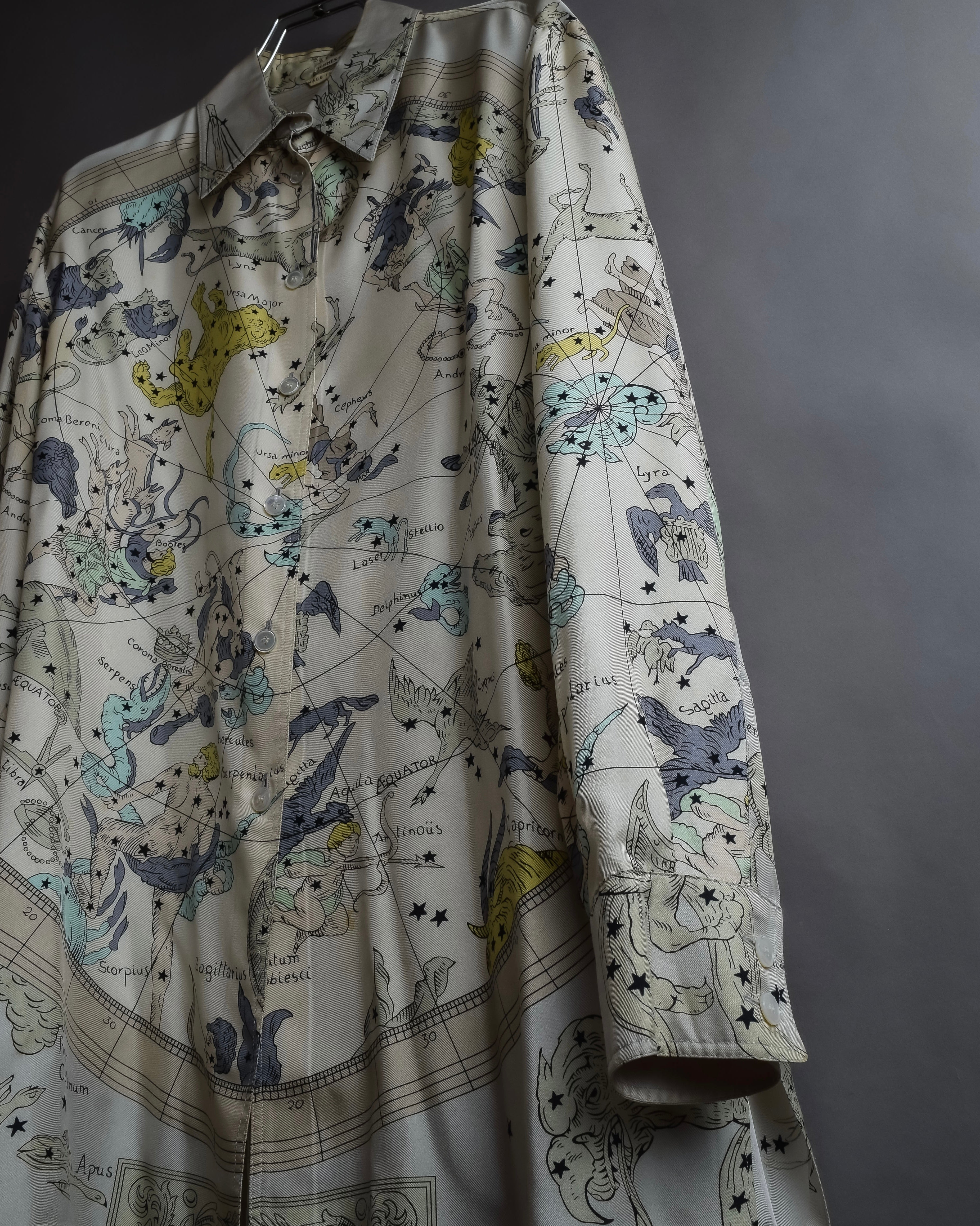 "HERMES" Margiela period Les Étoiles, Stars silk shirt