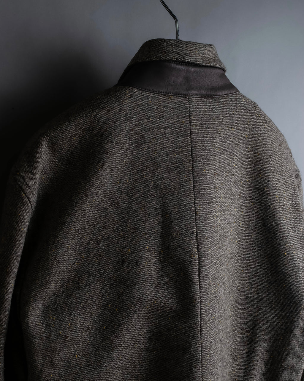 "BURBERRY Black Label" Leather combination design zip-up blouson