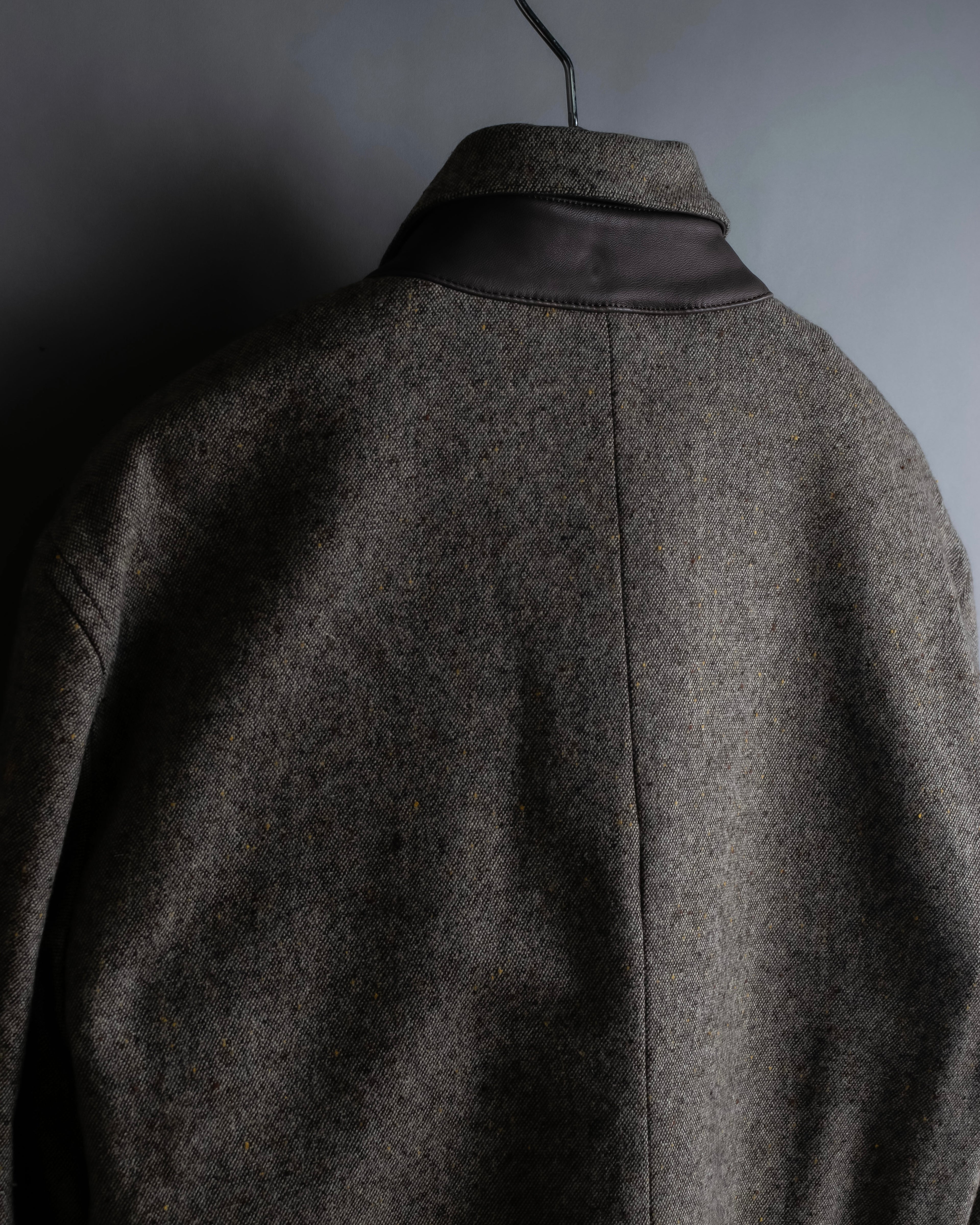 "BURBERRY Black Label" Leather combination design zip-up blouson