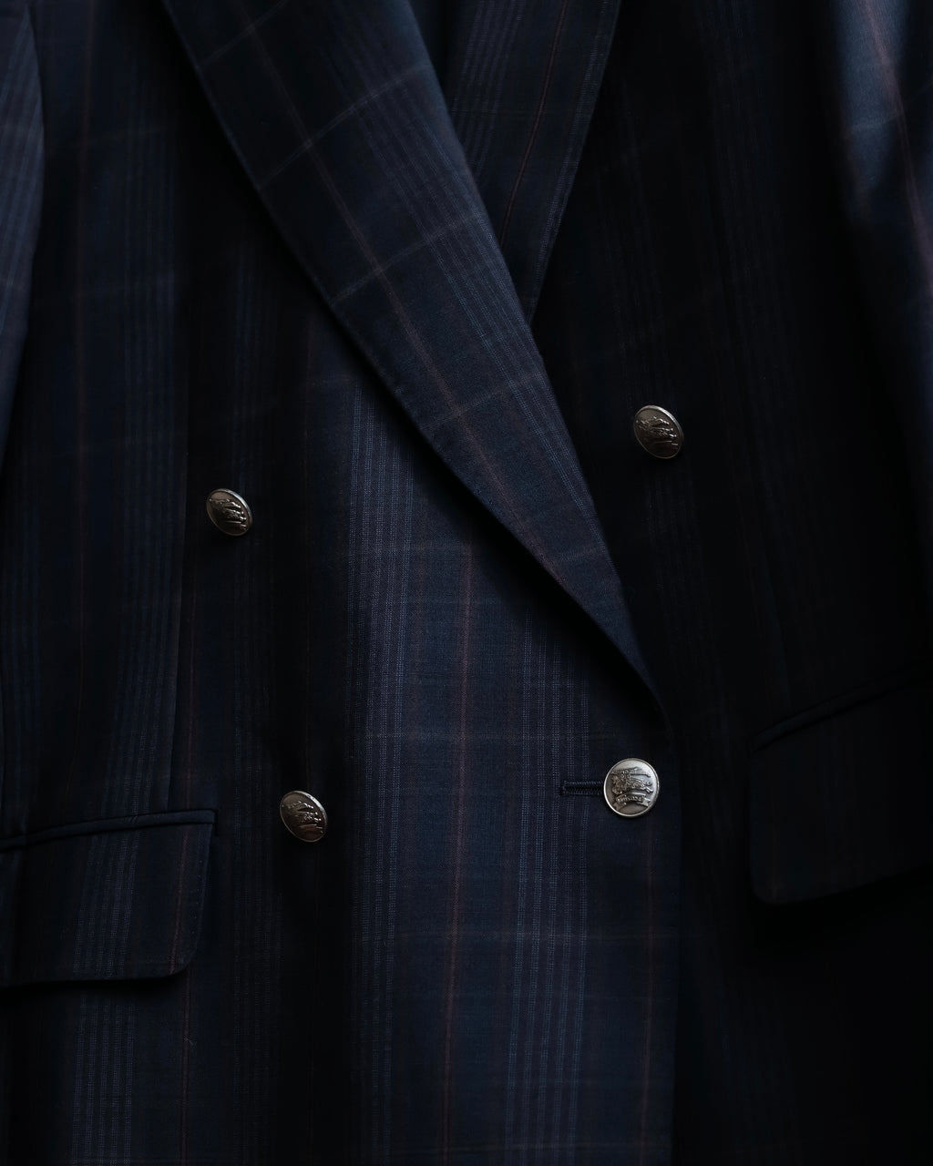 "BURBERRYS" Micro check pattern metal button blazer