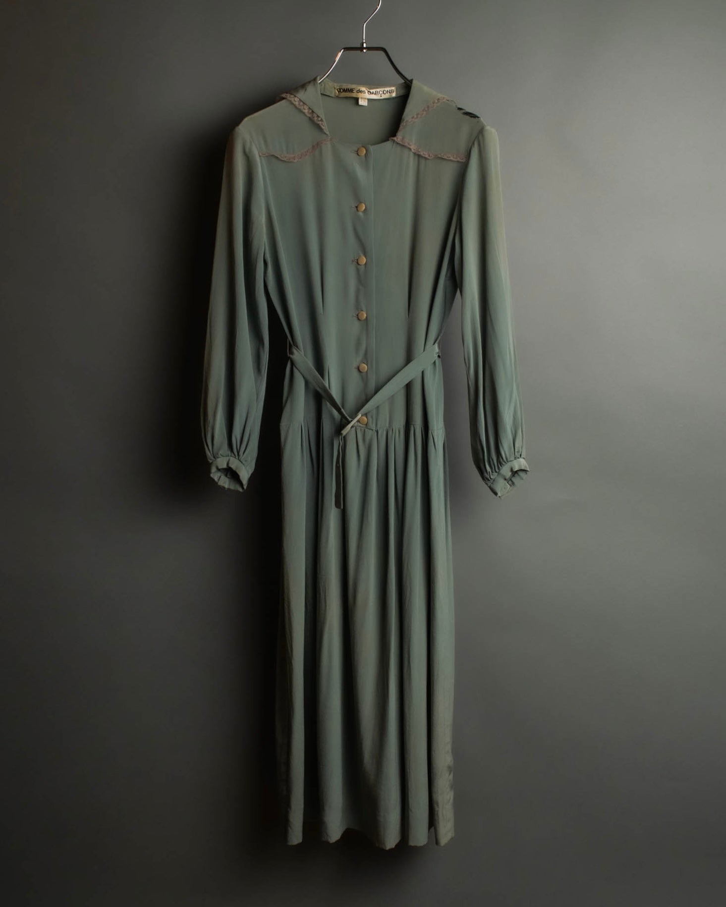 "COMME des GARÇONS" 70's-80's Vintage lace-trimmed sailor collar long dress