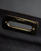 "Salvatore Ferragamo" Structured Gancini 2way dark brown leather bag