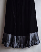 "CELINE" Pleated satin hem velvet flare skirt