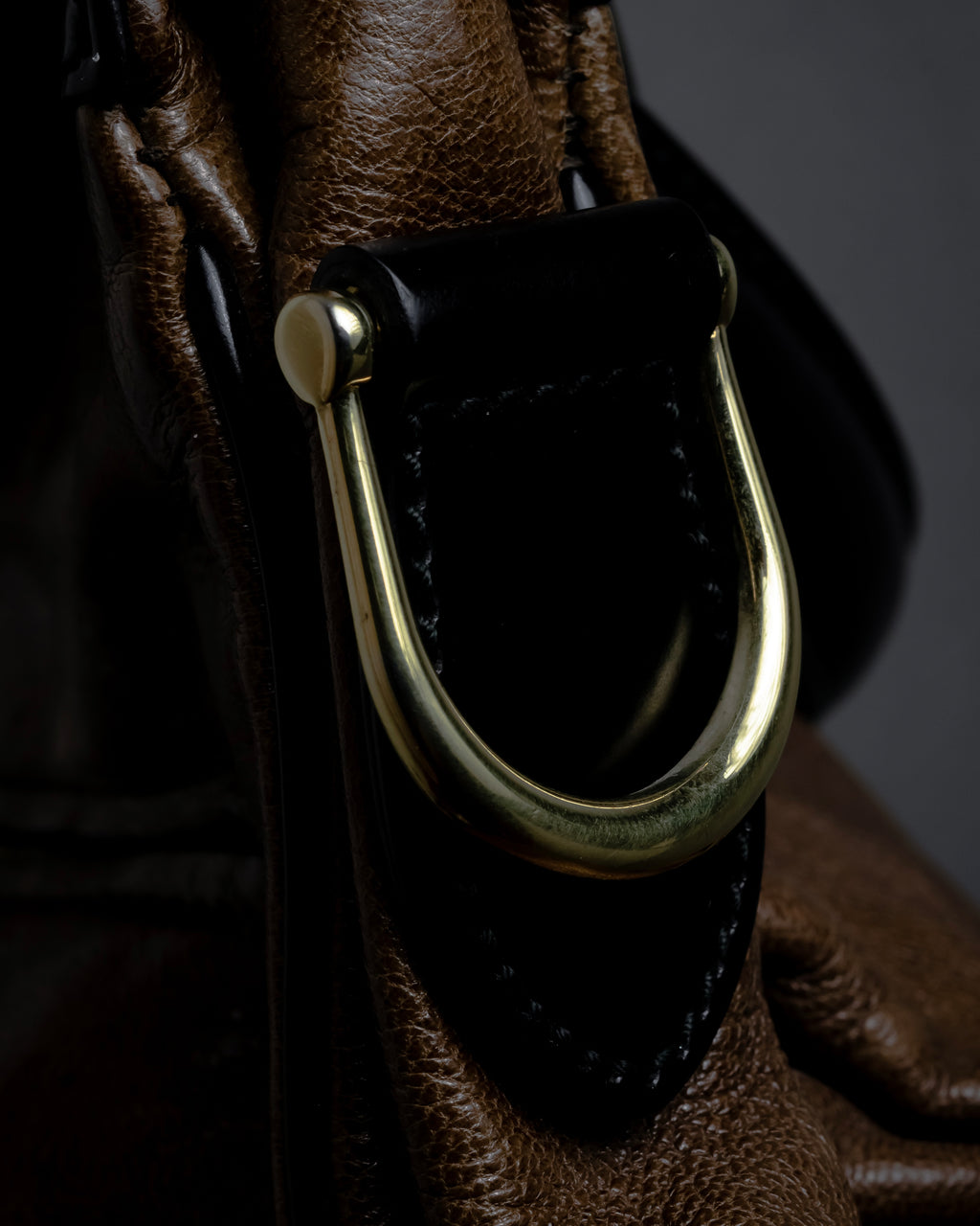 "BALENCIAGA" Gold turn lock design leather combination bag