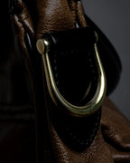 "BALENCIAGA" Gold turn lock design leather combination bag