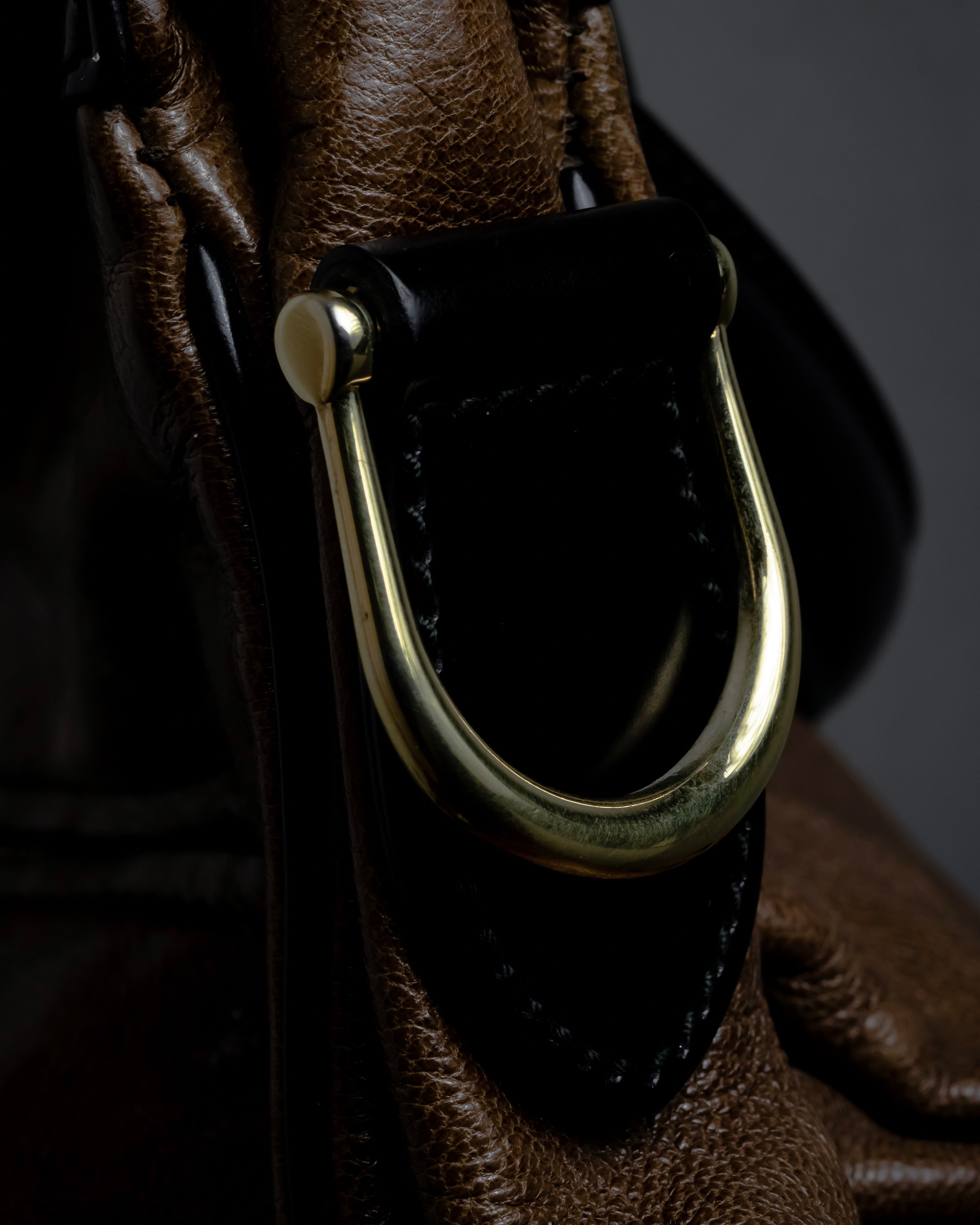 "BALENCIAGA" Gold turn lock design leather combination bag