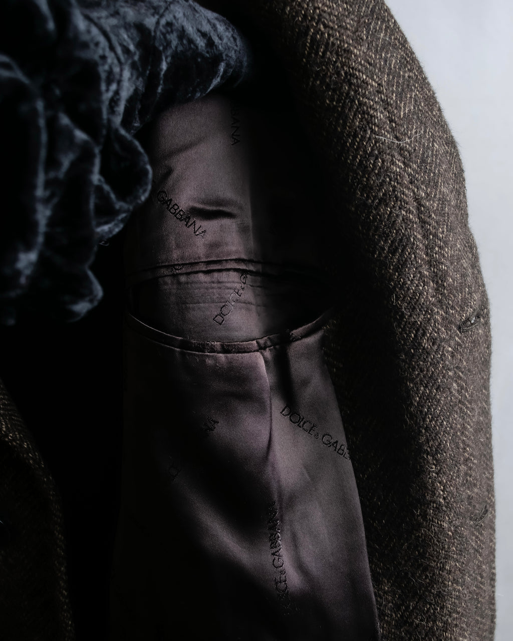 "Dolce &amp; Gabbana" Herringbone pattern slim shape chester coat