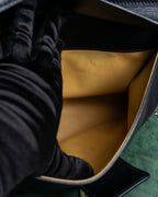 "GUCCI" Double flap design grained leather one-handle bag