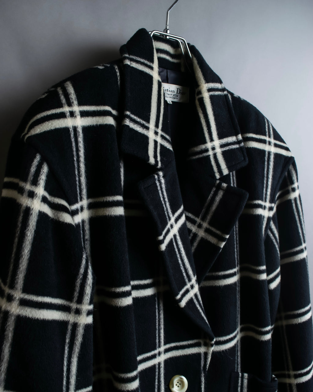 "Christian Dior Large check pattern tailored coat