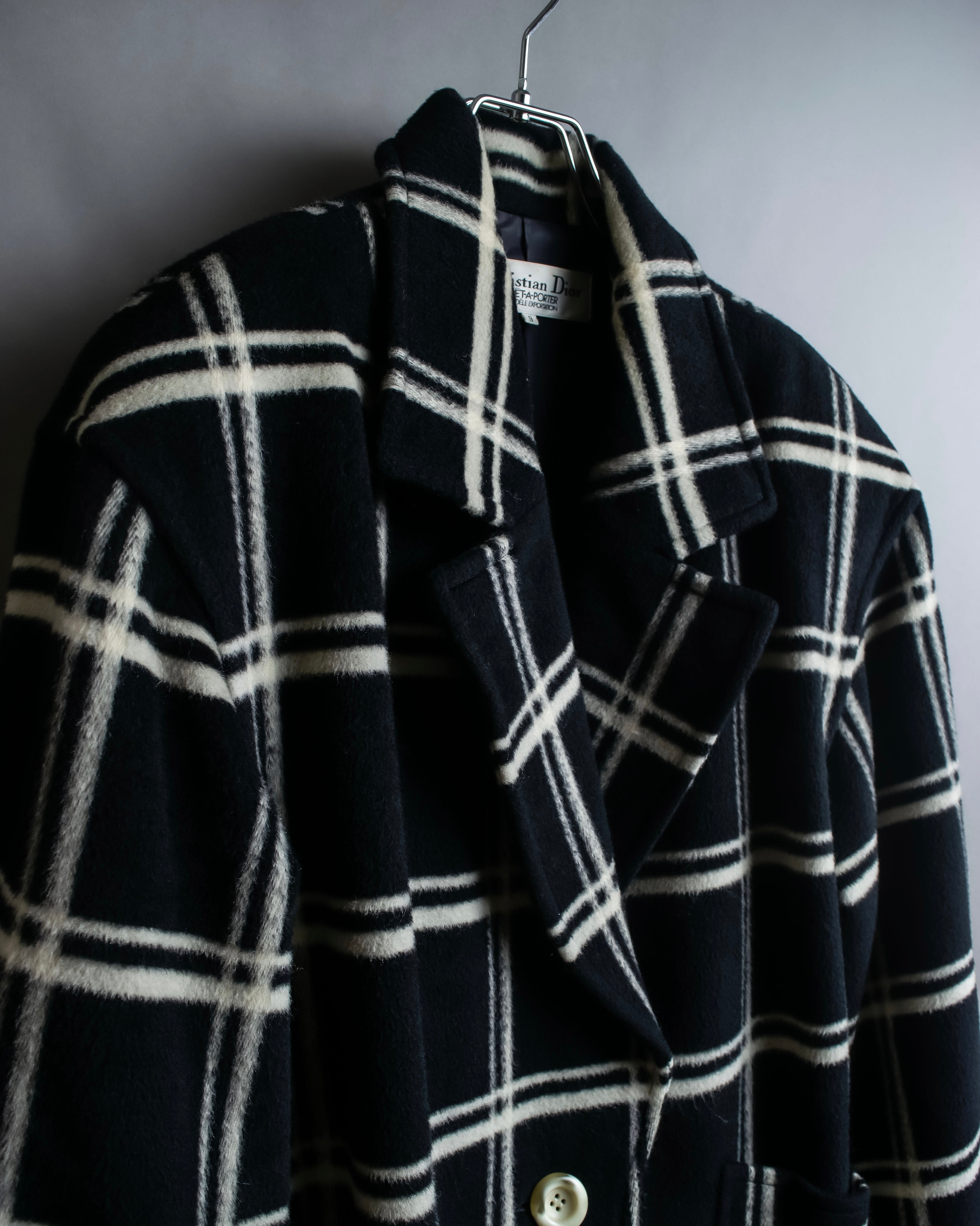 "Christian Dior Large check pattern tailored coat