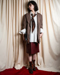 "LOEWE" Burgundy leather front button middle skirt