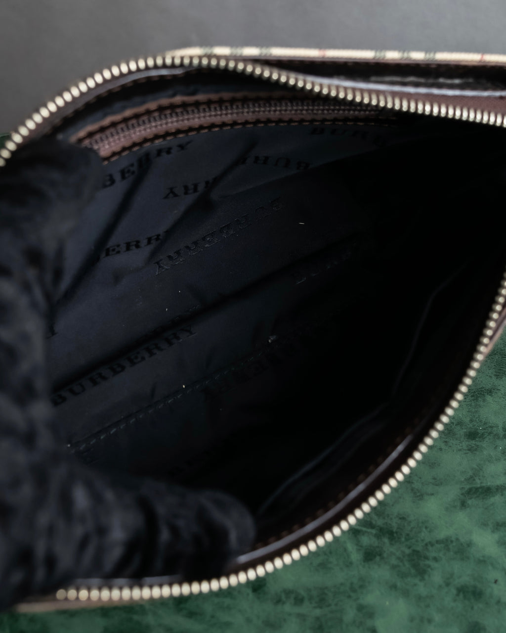 "BURBERRY" Nova check pattern leather combination shoulder bag