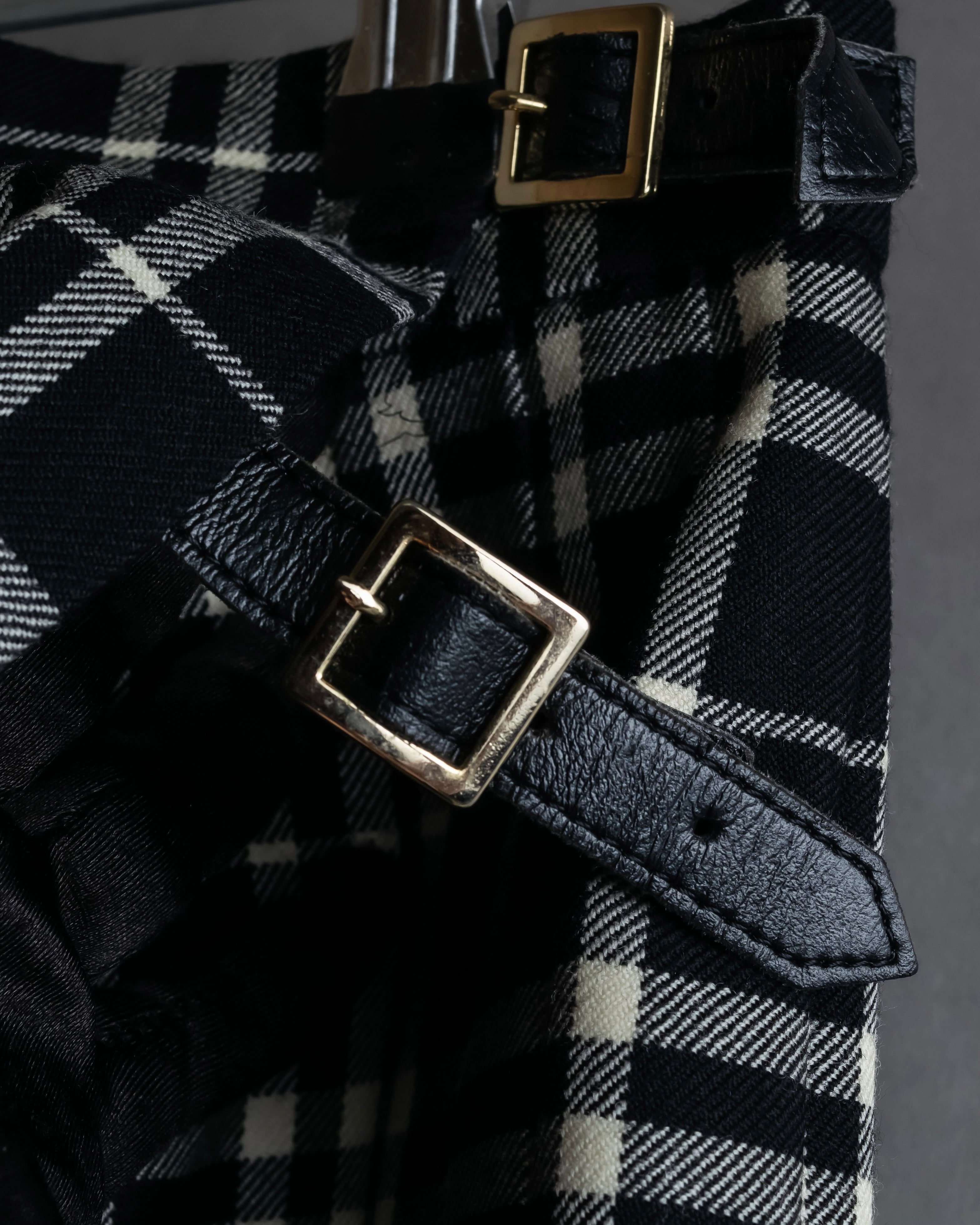 "BURBERRY" Tartan check pleated wrap skirt