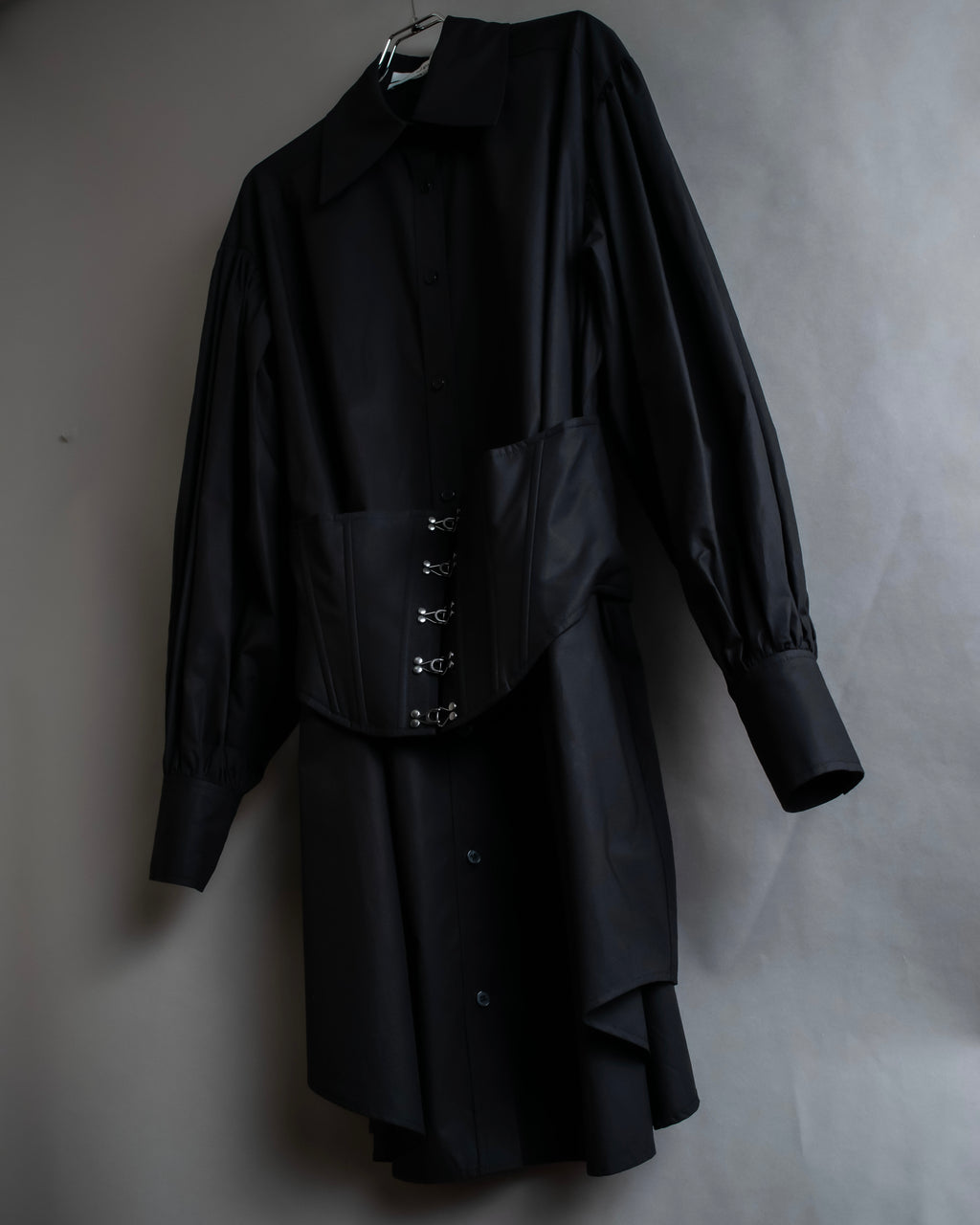 "KIMHĒKIM" Bondage corset belt design shirt dress