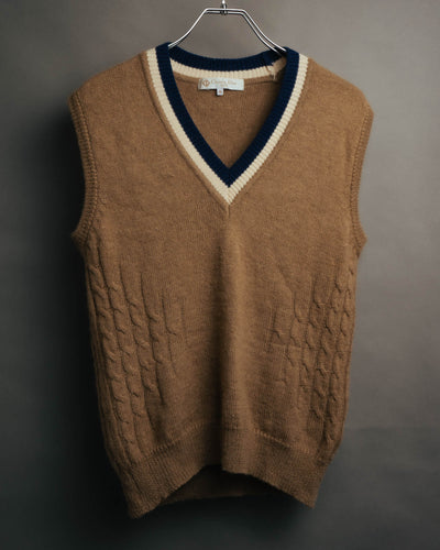 "Christian Dior" 80's-90's Preppy cable knit sweater vest