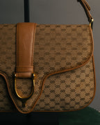 "GUCCI" 70's-80's Micro GG monogram canvas shoulder bag with stirrup hardware