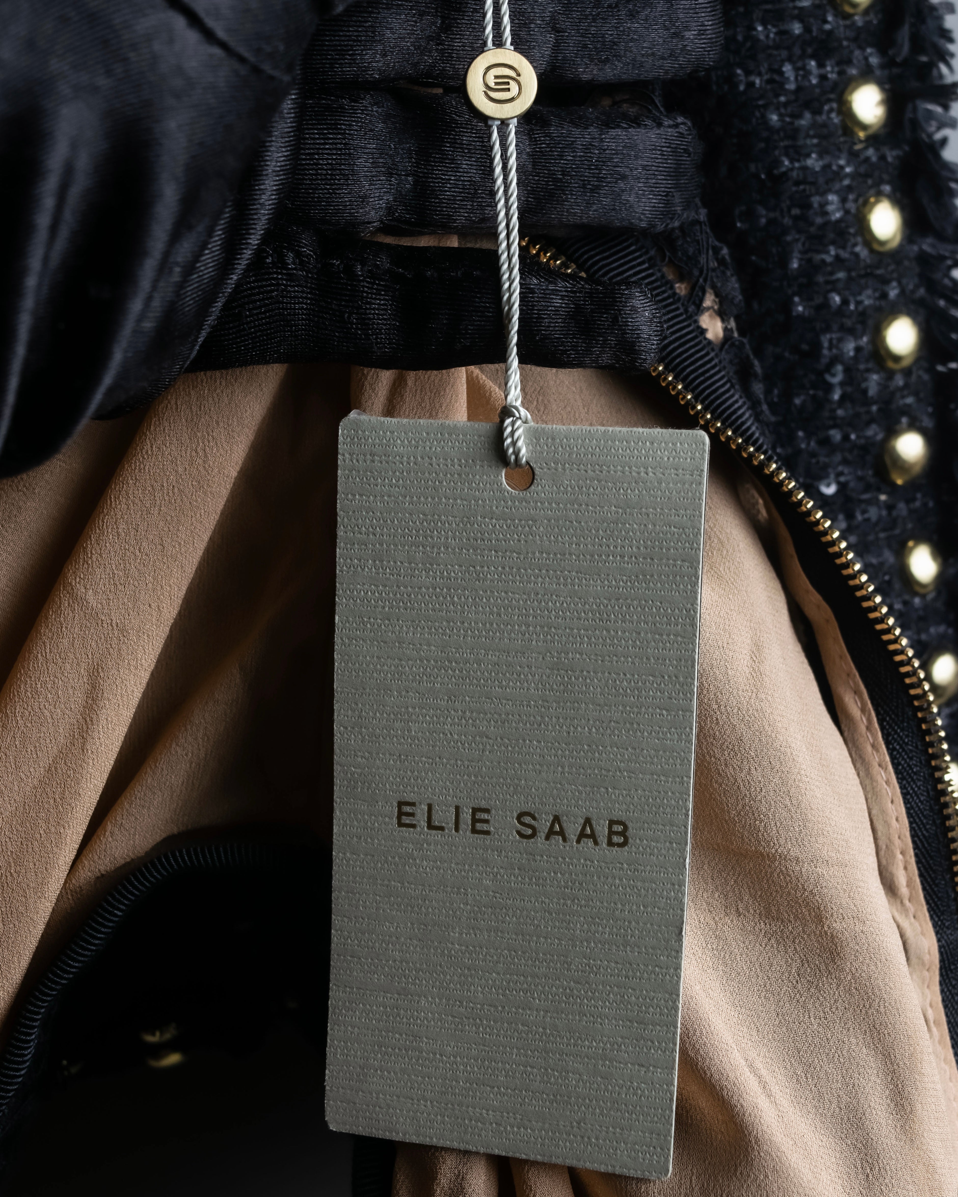 Reserved "Elie Saab" Gold stud detail tweed jacket
