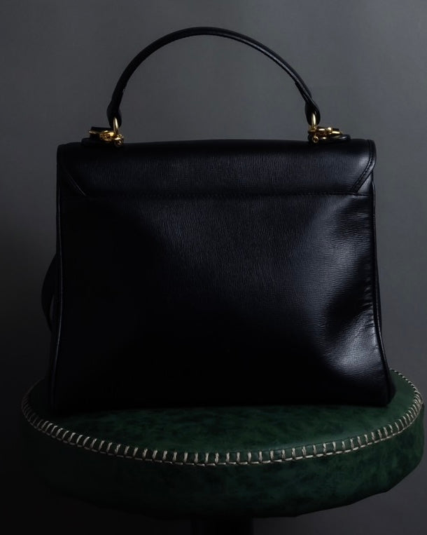 "YVES SAINT LAURENT" Cassandra logo engraved turnlock 2-way leather bag