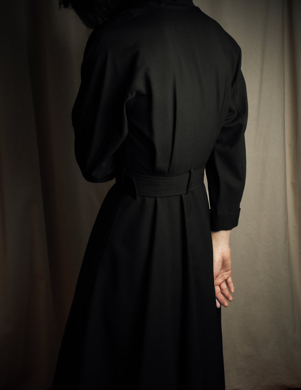 "tricot COMME des GARCONS" 90's Tailored collar belted long dress