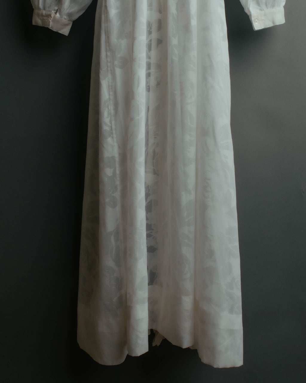 “Yves Saint Laurent” 80’s-90’s Sheer floral ruffle lingerie robe