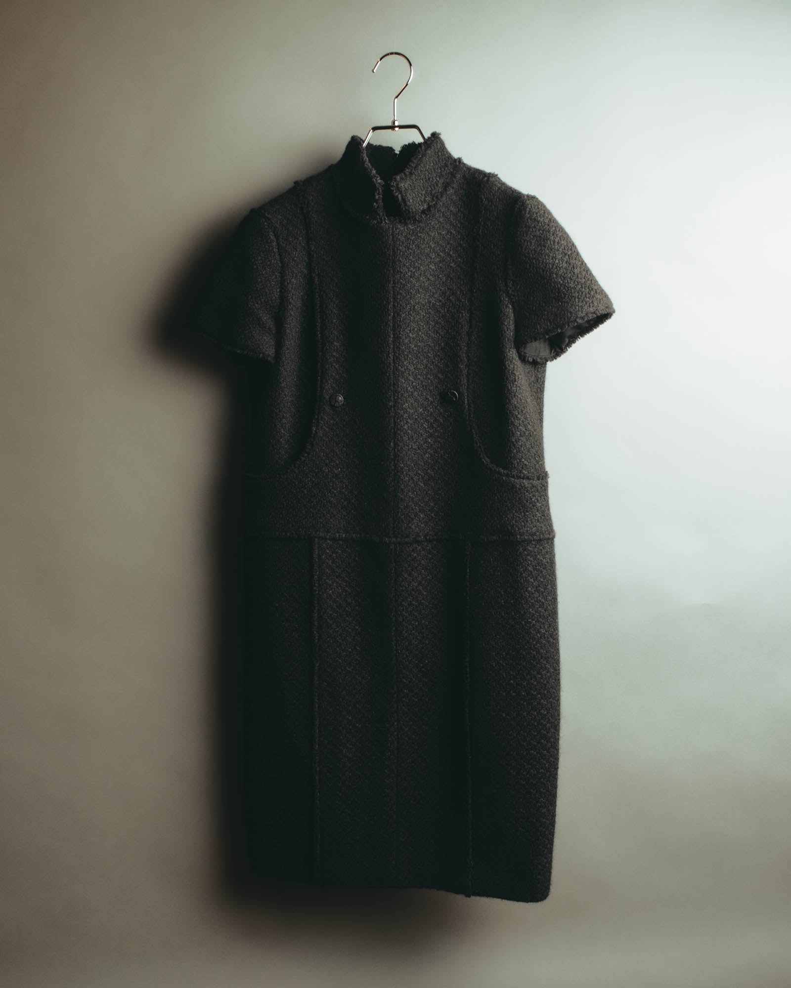 “CHANEL” 04AW textured tweed short sleeve jacket