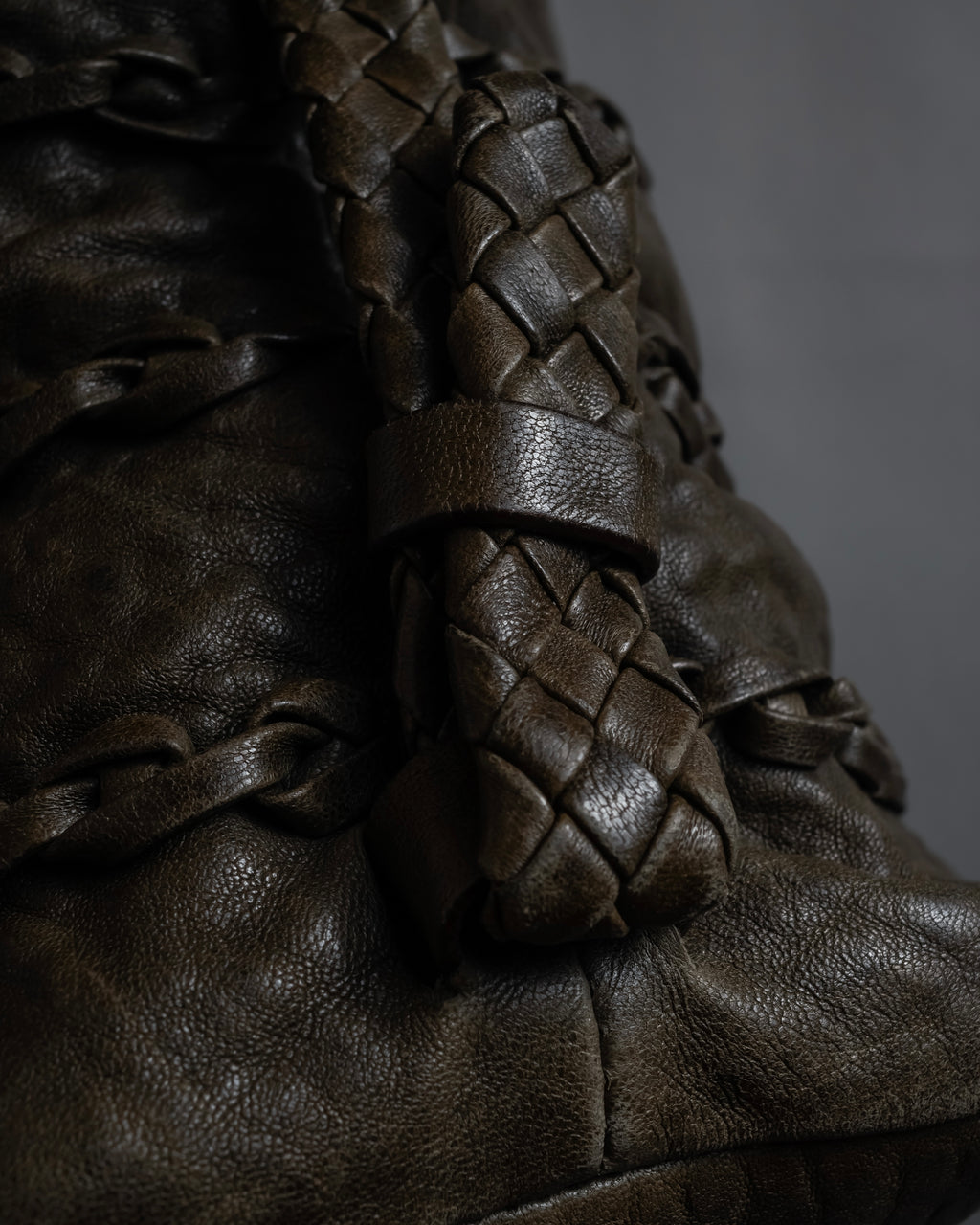 "FALORNI" Braided leather dome boston bag