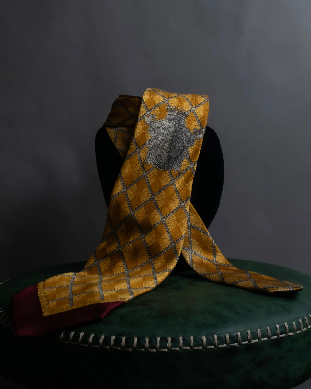 "GIANFRANCO FERRE" Ornamental yellow silk necktie