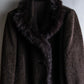 Vintage blue fox fur docking alpaca blend long coat